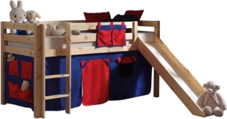 Vipack 'Pino' Halbhochbett natur, inkl. Rutsche, Vorhang 'Bella' und Betttaschen