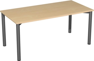 Konferenztisch Rundfuß, 160x80cm, Buche Anthrazit