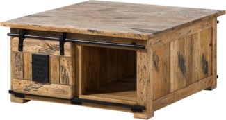 Massivmoebel24 Couchtisch RAILWAY (Couchtisch Mango 90x90x45 natur lackiert RAILWAY #1006)