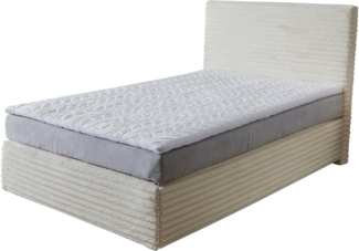 Boxspringbett Dream-Well Plüsch-Cord Beige 120x200 cm TFK-Matratze Visco-Topper