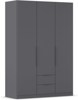 Rauch Möbel Belfast Kleiderschrank, Schrank, Garderobe, Organizer, 3-türig, 2 Schubladen für mehr Stauraum, Farbe Grau metallic, Schwarz, Kurze Griffleisten Grau metallic, 136 x 197 x 54 cm