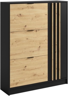 Vente-unique - Schuhschrank mit 1 Tür & 3 Fächern - Holzfarben & Schwarz - JANAKIA