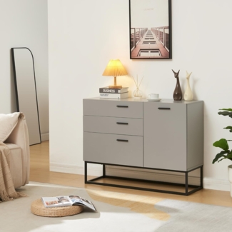 Sideboard Lavangen 75x100x35 cm Hellgrau [en. casa]