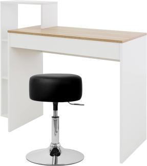 ML-DESIGN Schreibtisch Arbeitstisch mit Regal 3 Einlegeböden 2in1 System für Arbeitszimmer (Komplett-Set), Bürotisch Computertisch PC Tisch Laptoptisch mit Sitzhocker Homeoffice