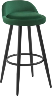 Woltu Barhocker (1 St), Barstuhl Hocker mit Fußstütze aus Samt Metall dunkelgrün