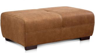 Cavadore Hocker Mavericco / XXL Polsterhocker rechteckig in Lederoptik / Industrial Style / Passend zu Big Sofa und Ecksofa Mavericco / 108 x 71 x 41 cm (BxHXT) / Mikrofaser Cognac