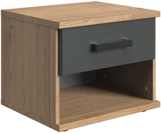 Nachttisch Lakewood / Liverpool , Holzwerkstoff , Schwarz, Holzfarben , 46 x 38 x 40 cm