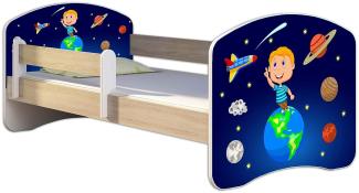 Kinderbett Jugendbett mit einer Schublade und Matratze Sonoma mit Rausfallschutz Lattenrost ACMA II 140x70 160x80 180x80 (22 Kosmos, 180x80)