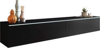 TV-Lowboard Stone D180 (Graphit Schwarz, mit Beleuchtung)