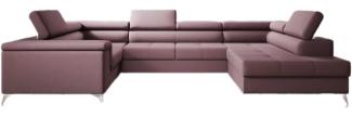 Designer Sofa Torino mit Schlaf- und Klappfunktion Stoff Rosé Rechts