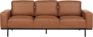 3-Sitzer Sofa Stoff braun Lederoptik SOVIK