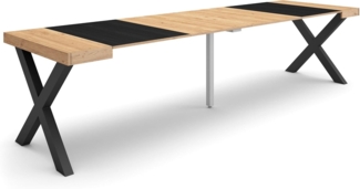 Skraut Home | Ausziehbarertisch | Multifunktionaler ausziehbarer | 300 | Für 14 Gäste | Massivholz Beine | Moderner Stil | Eiche Schwarz