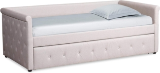 Menzzo Garry Ausziehbares Einzelbett mit Stoffbezug Beige
