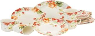 CreaTable 21133 Kombiservice Modern Floral für 4 Personen, Steingut, rot/orange/grün (1 Set, 16-teilig)