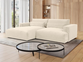 Vente-unique - Ecksofa - Ecke links - Chenille-Stoff - Beige - COLYSA