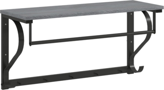 HOMCOM Garderobenleiste mit Ablage, 5 Haken und Stange (Wandgarderobe, 1 St, Wandregal), für Flur, Wohnzimmer, Schlafzimmer, Badezimmer Grau