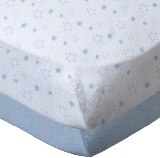 Babycalin Set 2Spannbettlaken aus blau 70x 140cm