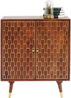 Kare Design Kommode Muskat, kleines, schmales Sideboard mit 2 Türen, braun mit goldenen Akzenten an der Schrank Front, Retro Look, Vintage Look, (H/B/T) 90 x 75 x 40 cm