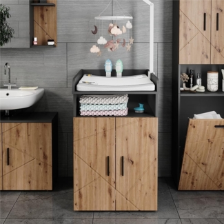 Vicco Wickelkommode Anthrazit/Artisan 60 x 97 cm mit Wickelaufsatz, Irma