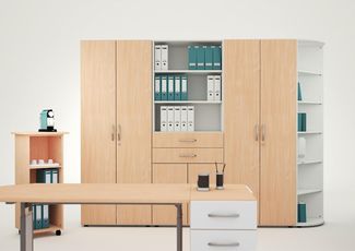 Flügeltürenschrank mit Standfüßen, 40x42x180cm, Buche