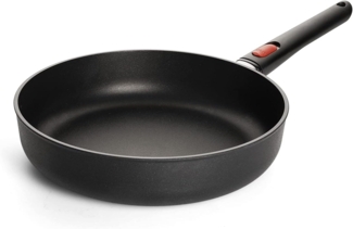 Woll Eco Lite QXR Hochrandpfanne - Induktiv - Ø 28 cm, 7 cm hoch, mit abnehmbarem Stiel - Geeignet für alle Herdarten, PFAS-frei,100% recyceltes Aluminium, backofenfest, schwarz