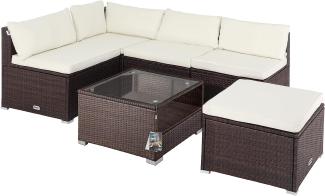 Casaria Polyrattan Lounge Set 'Perth', braun/creme