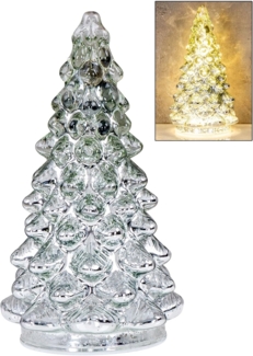 Levandeo® LED Dekoobjekt, LED Weihnachtsbaum Silber H20cm Glas Weihnachtsdeko Beleuchtung