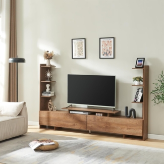 Fernsehschrank Rauki 233x31x141 cm Walnussoptik [en. casa]