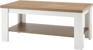 Couchtisch Seyne in weiß Pinie und Eiche Landhaus 120 cm