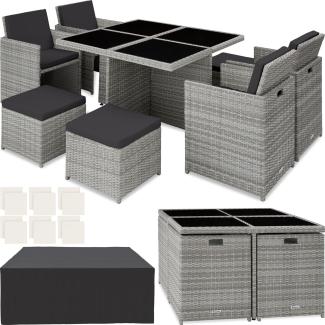 tectake Aluminium Rattan Sitzgruppe Manhattan 4+4+1 mit Schutzhülle, Variante 2 403756