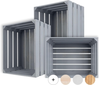 Creative Deco Holzkiste 3x Weinkisten Set Obstkiste Holz (3 Kisten)