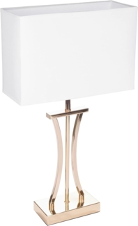 BRUBAKER Nachttischlampe Tischlampe Goldene Säule - Design Nachttischlampen Gold, ohne Leuchtmittel, Vintage Tischleuchten aus Metall, Höhe 50 cm, Schirm Weiß