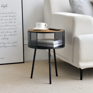 en. casa Beistelltisch, »Bjørnsund« Couchtisch Satztisch 45 x 34 cm Schwarz/Holz-Optik