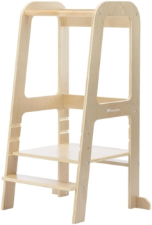 Bebeconfort Hoya, Montessori Lernturm Kinder, 1,5–6 Jahre (10–30 kg), 3-Stufig Höhenverstellbar, Sicherheitszertifikat, 6,2 kg Leichter Tritthocker Kinder, Langlebiges Design, Natural Wood