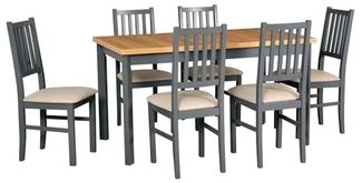 Essgruppe Nilo 7 Tischgruppe Graphit grau feiner Strukturstoff beige 7-teilig