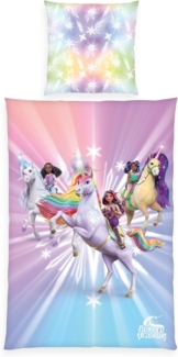 Herding Bettwäsche Unicorn Academy, Kopfkissenbezug ca. 80x80 cm, Bettbezug ca. 135x200 cm, Mit Reißverschluss und Wendemotiv, 100% Baumwolle/Renforcé