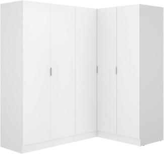 Vente-unique - Eckkleiderschrank mit 5 Türen - 173 cm - Weiß - LISTOWEL