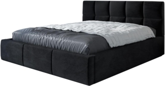 Polsterbett CARLOS-OM 90x200 mit Bettkasten und Lattenrost. Farbe: Schwarz 20