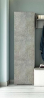 Dmora - Mehrzweckschrank 1 Tür Fiordaliso, linearer Schrank mit 1 Tür und 7 Regalen, Säule für Eingang oder Badezimmer, modernes Schuhregal, 100 % Made in Italy, 50 x 30 x 182 cm, Zement und Weiß