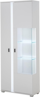 Vitrine Bellport in weiß matt und Eiche 80 x 200 cm