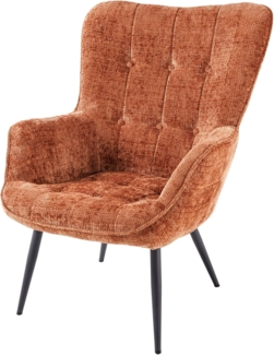 riess-ambiente Sessel SCANDINAVIA rostbraun/schwarz - Chenille, Metall, Armlehne, gepolstert (Einzelartikel, 1-St), bequemer Lesesessel - ideal für Wohnzimmer, Gästezimmer & Schlafzimmer