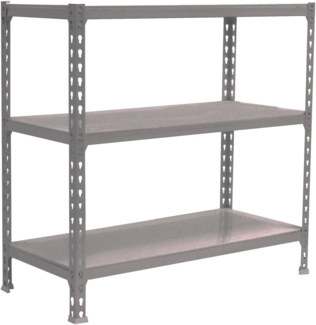 SimonRack Simonclick Metallregal, 3 verstellbare Regalböden, 200 kg Biegestelle, 900 x 1200 x 300 mm, Lagerregal, ohne Schrauben, Grau