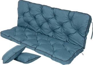 TexDeko Auflagekissen Ecolen Gartenbankauflage für Hollywoodschaukel mit Rückenlehne, (1x Gartenbankauflage für Hollywoodschaukel + 2x Kissen), UV-Beständig