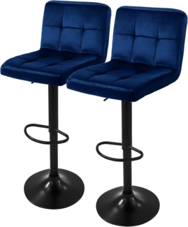 ML-DESIGN Barhocker Gepolsterter Barstuhl mit Rückenlehne und Fußstütze, 360° drehbar (2 St), Drestuhl höhenverstellbar 63-83 cm, Blau, Bezug aus Samt