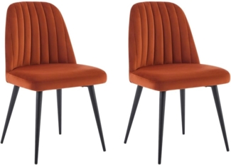 Vente-unique - Stuhl 2er-Set - Samt & schwarzes Metall - Terracotta - ELEANA