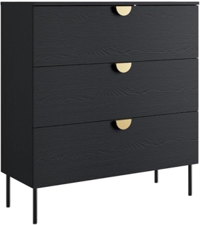 Vente-unique - Kommode mit 3 Schubladen - Schwarz & Goldfarben - NATANIEL