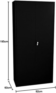 Stahl-Aktenschrank Metallschrank abschließbar Büroschrank Stahlschrank 195 x 92,5 x 60 cm schwarz 530369