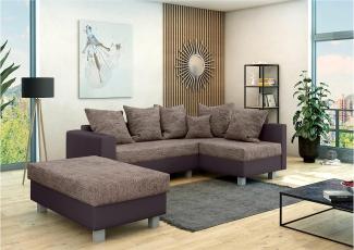 Stylefy Priamo Ecksofa Strukturstoff BERLIN Kunstleder MADRYT Hellbraun Dunkelbraun Rechts