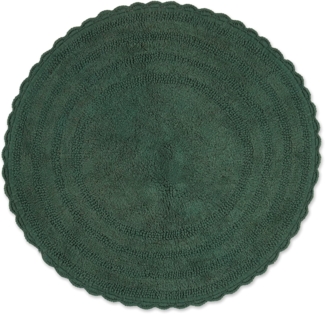 DII Crochet Collection Wende-Badematte, rund, 69,8 cm Durchmesser, Dunkelgrün.
