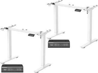 VASAGLE Höhenverstellbarer Schreibtisch elektrisch, 2er Set, Tischgestell, Schreibtischständer, ohne Tischplatte, mit 2 Haken, Memory-Funktion mit 3 Höhen, Stahl, mattweiß LSD021W01V2-2J